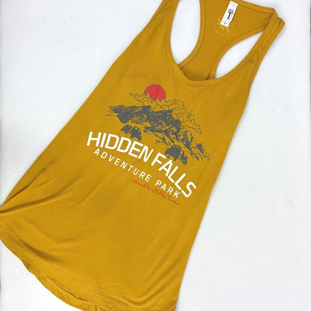 Ideal By Text Level Tank Top Women Mustard Yellow Hidden Falls‎ Adventure Park S
